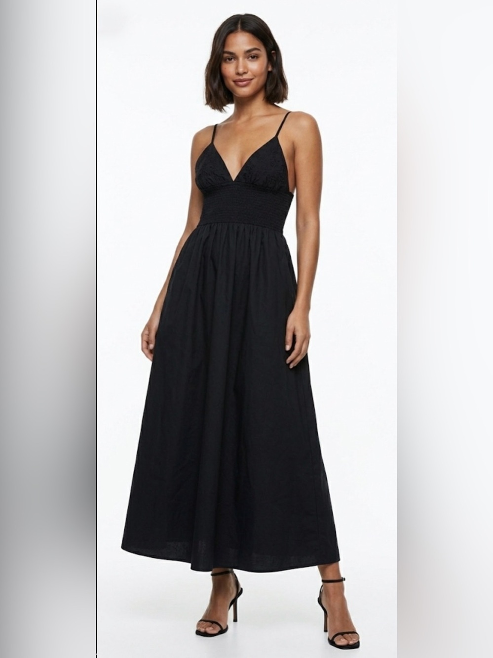 NWT Zara Embroidered Gabardine Maxi Dress Black Woman’s Size Medium